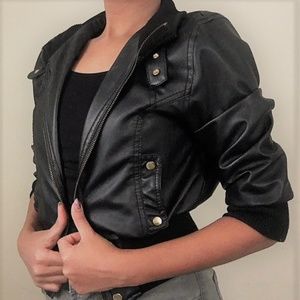 Short Black Leather Jacket